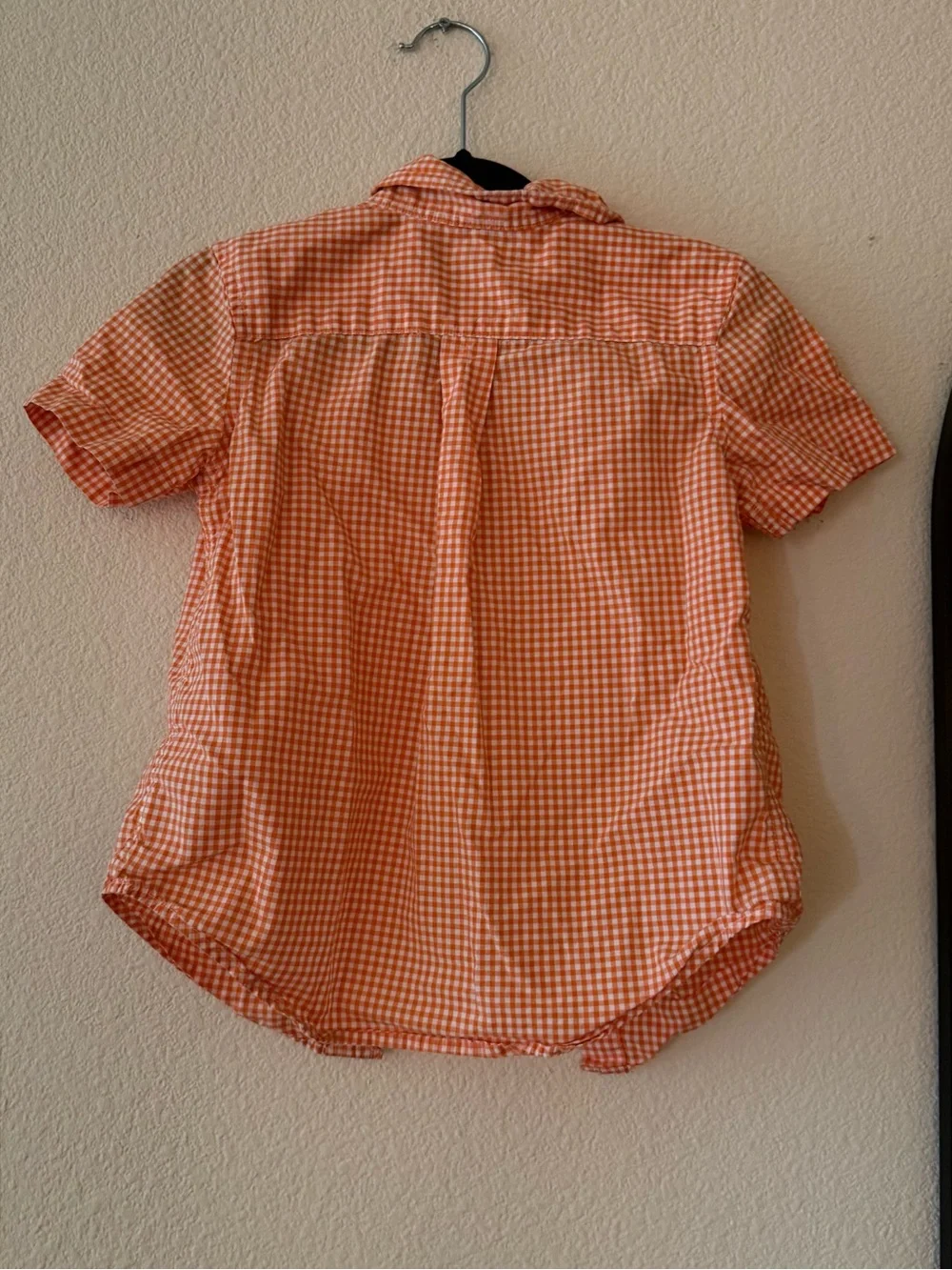 Ralph Lauren Orange kids Gingham Short Sleeve Button-Down Shirt 4T preppy